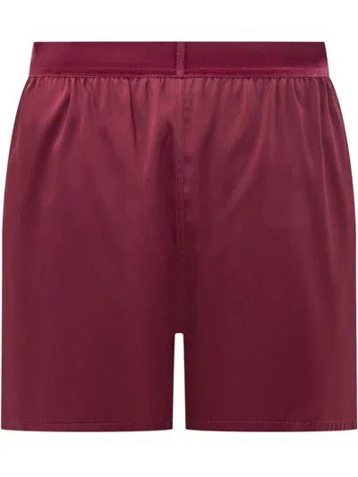 Tom Ford Silk Satin Short Pants In Burgundy