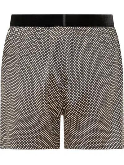 Tom Ford Shorts Stile Pigiama In Seta A Pois In Gray
