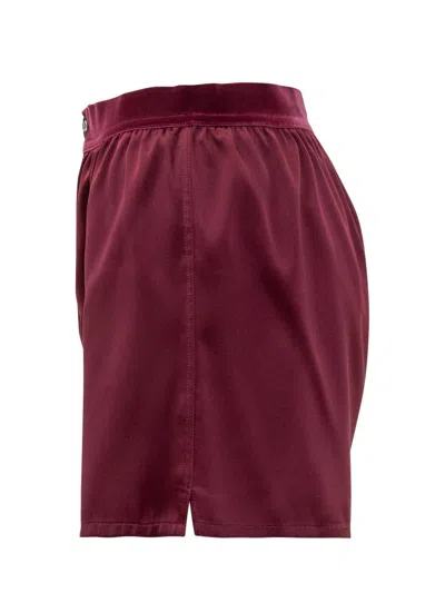 Tom Ford Silk Satin Short Pants In Burgundy