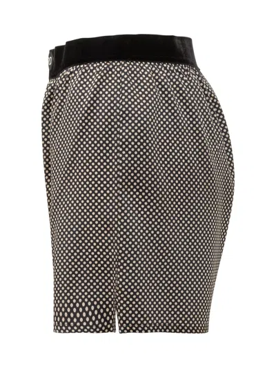 Tom Ford Shorts Stile Pigiama In Seta A Pois In Gray