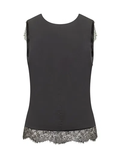 Tom Ford Lace-trimmed Satin Top In Black