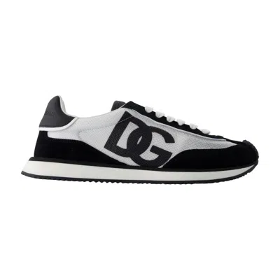 Dolce & Gabbana Mixed-material Dg Cushion Sneakers In Black