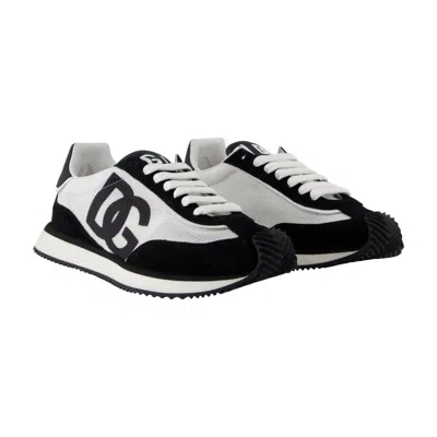 Dolce & Gabbana Mixed-material Dg Cushion Sneakers In Black