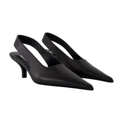 Totême Classic Leather Slingback Heels In Black