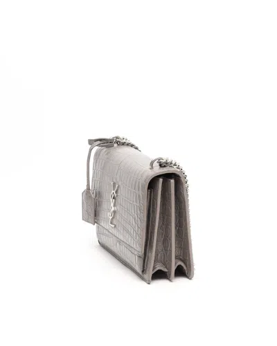 Saint Laurent Croc Medium Sunset Bag