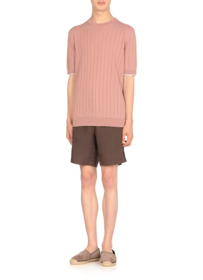 Peserico Short Sleeves Crew Neck T-shirt In Pink