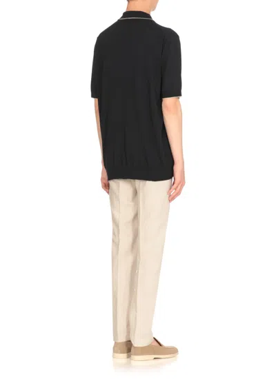 Peserico Cotton Polo Shirt In Black
