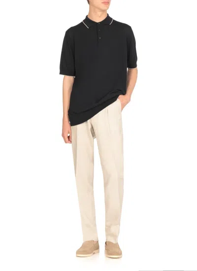 Peserico Cotton Polo Shirt In Black