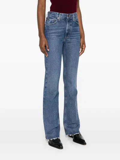Agolde Harper Jeans Mid Rise Relaxed Straight Jeans Echo In Blue