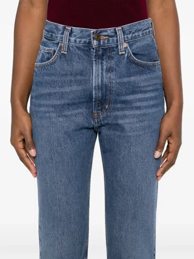 Agolde Harper Jeans Mid Rise Relaxed Straight Jeans Echo In Blue