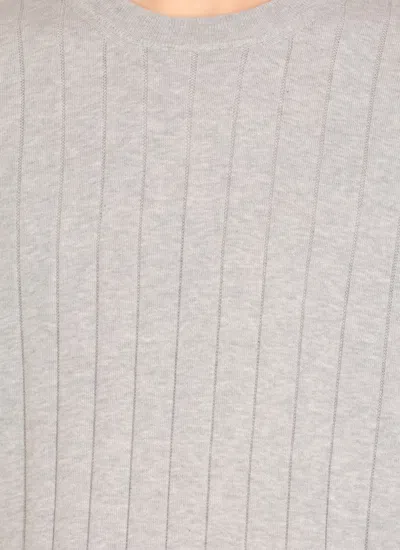 Peserico Ribbed Round Neck T-shirt In Gray