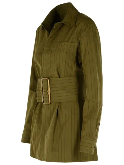 Burberry Green Cotton Mini Dress Women In Green