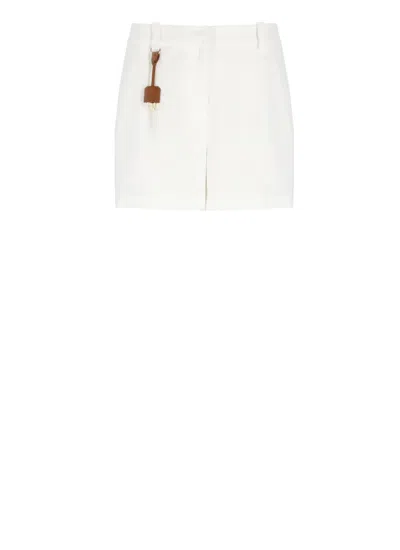 Elisabetta Franchi Viscose And Linen Bermuda Shorts In White