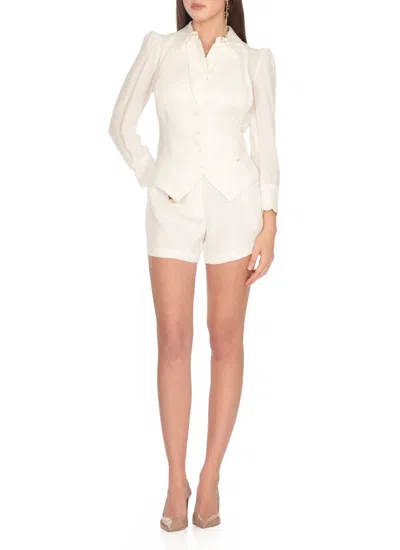 Elisabetta Franchi Viscose And Linen Bermuda Shorts In White