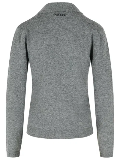 Marni Virgin Wool Cardigan With Contrasting Collar In Gray