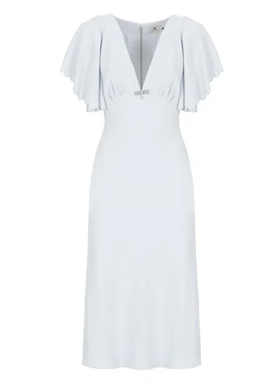 Elisabetta Franchi Light Blue Viscose Midi Dress In Blue