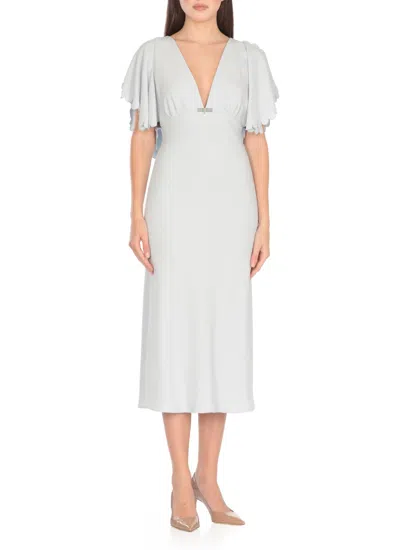 Elisabetta Franchi Light Blue Viscose Midi Dress In Blue