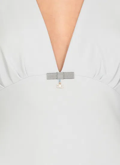 Elisabetta Franchi Light Blue Viscose Midi Dress In Blue