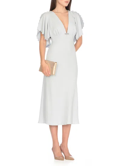 Elisabetta Franchi Light Blue Viscose Midi Dress In Blue