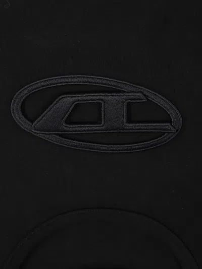 Diesel Women Abito Corto Con Dettaglio Oval D Cut Out In Cotone Stretch Nero Donna In Black