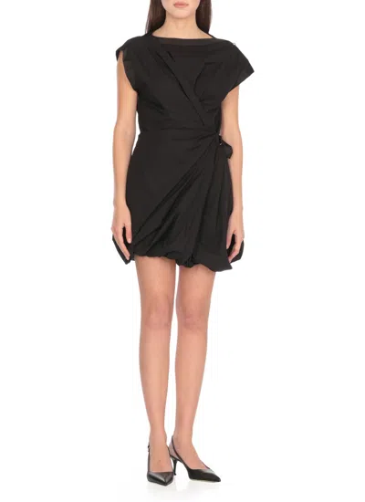 Pinko Mini Cotton Dress In Black
