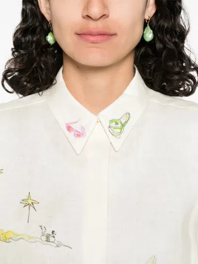 Alemais Whimsical Graphic-print Shirt In White