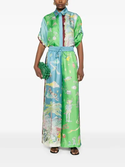 Alemais Womens Multi Daria Graphic-pattern Silk Trousers