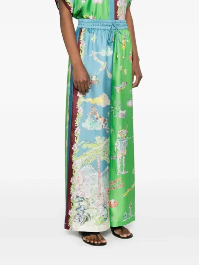 Alemais Womens Multi Daria Graphic-pattern Silk Trousers