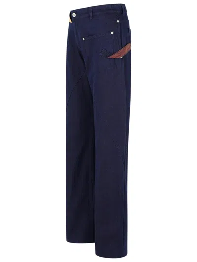 Jw Anderson Workwear Cotton Pants With Blue Twisted Leg