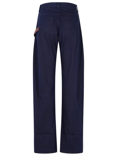 Jw Anderson Workwear Cotton Pants With Blue Twisted Leg