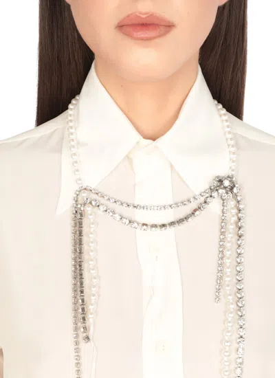 Mm6 Maison Margiela Mm6 By Maison Margiela Necklace With Synth Pearls And Strass