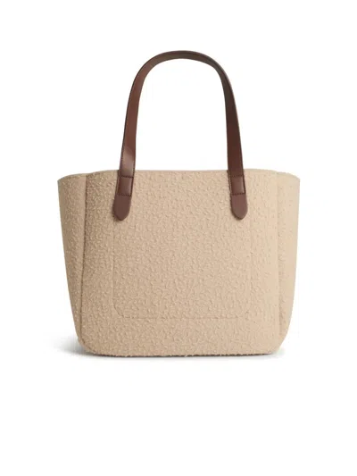 Jw Anderson J. W. Anderson Belt Tote Beige Boiled Wool Shoulder Bag