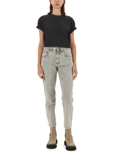 Brunello Cucinelli Classic Black Jersey T-shirt With Subtle Keyhole Detail In Black