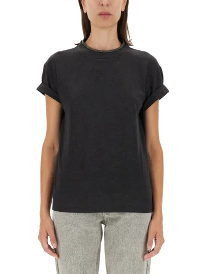 Brunello Cucinelli Classic Black Jersey T-shirt With Subtle Keyhole Detail In Black
