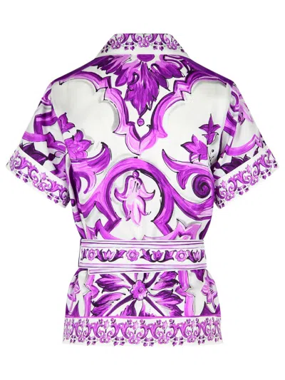 Dolce & Gabbana Majolica Print Silk Twill Shirt Women