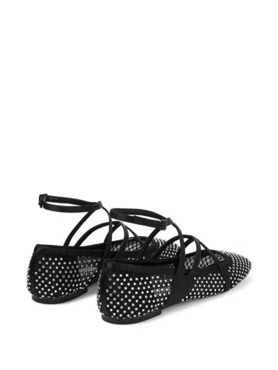 Jimmy Choo Crystal-embellished Black Flat Shoes