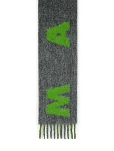 Marni Grey Mohair Blend Scarf With Fringes