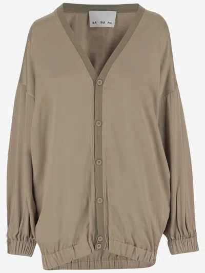 Sa Su Phi Silk And Viscose Cardigan In Brown