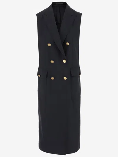 Tagliatore Buttoned Double-breasted Sleeveless Coat In Blue