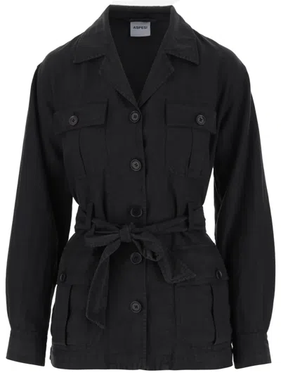 Aspesi Black Belted Safari Jacket