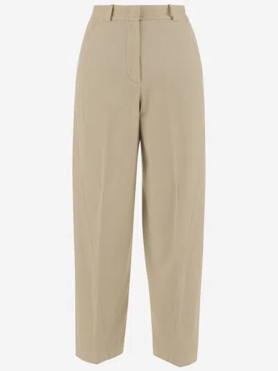 Ql2 Beige Stretch Cotton Pants In Brown