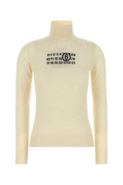Mm6 Maison Margiela Cream Wool Sweater