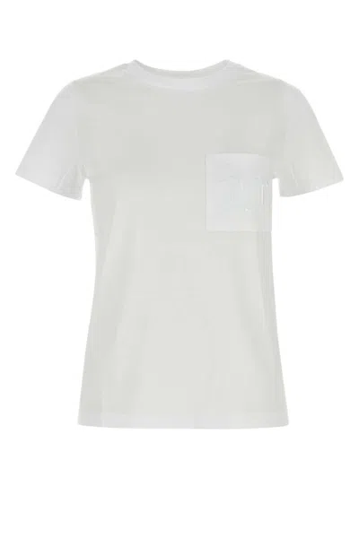 Max Mara Papaia Cotton T-shirt Chest Pocket In White