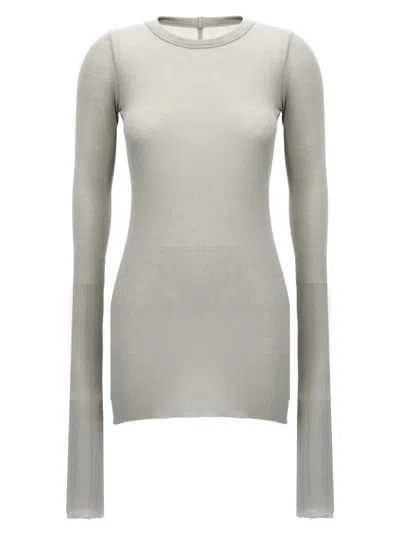 Rick Owens Ribbed Crew Neck Long Sleeve T-shirt In Brown