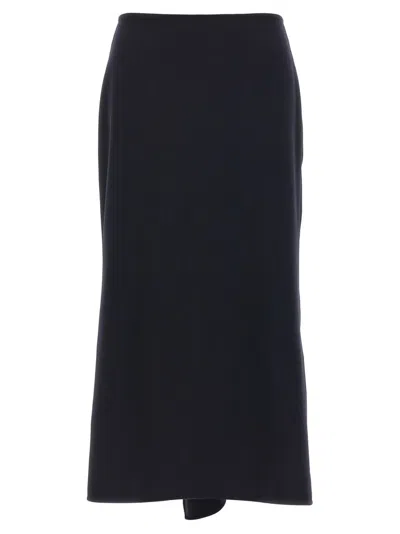 Victoria Beckham Navy Blue Kick Detail Skirt In Blue