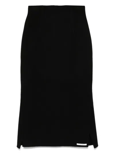 Sportmax Omelia High Waist Midi Length Skirt With Side Slit In Black