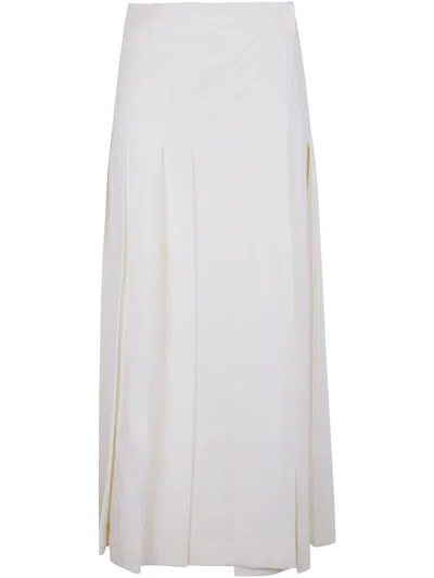 P.a.r.o.s.h Maxi Pleated Skirt In White