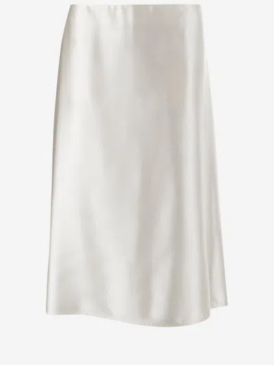 Jil Sander White Flared Midi Skirt In Neutral