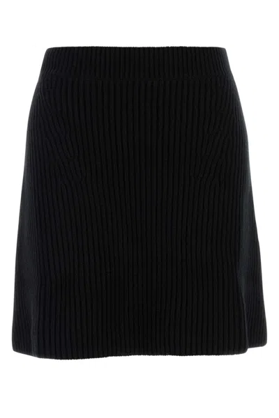 Jil Sander Women Black Ribbed-knit Wool Mini Skirt, 28 Luxury Skirts For Women Darveys In Black