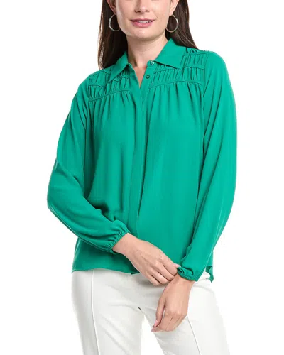 T Tahari Button-down Blouse In Green